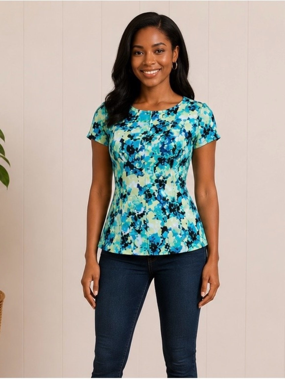 Ann Taylor Floral Knit Top - Sz XSP